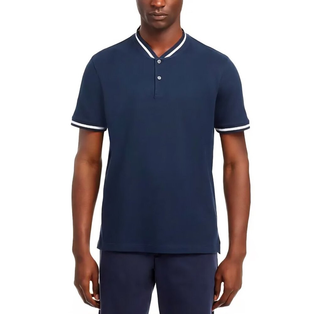 New Theory - XS Berk Pima Cotton Stretch Tipped Regular Fit Polo Shirt Navy $128